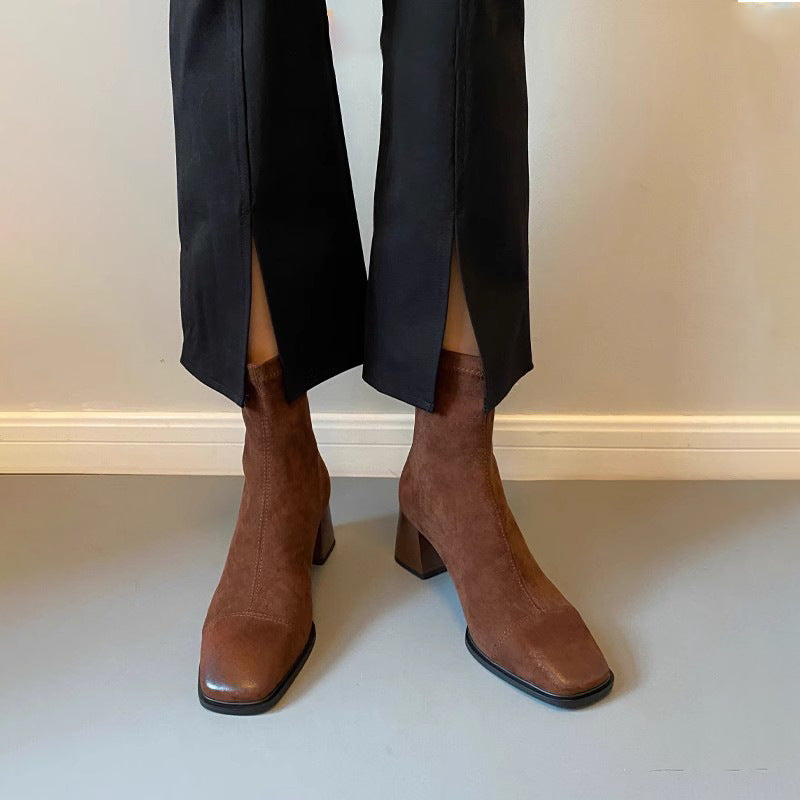Mix and MatchChunky Heel Ankle Boots