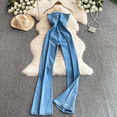 Mix and Match  Floral Denim Jumpsuit
