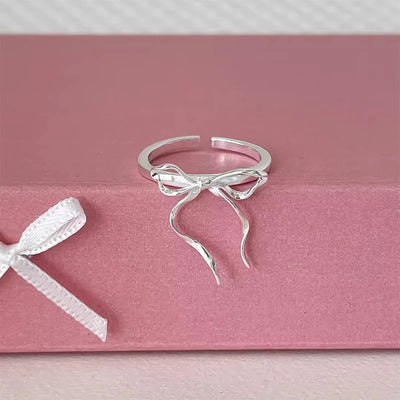Mix and Match Foxanry Silver  Ribbon Bowknot Rings