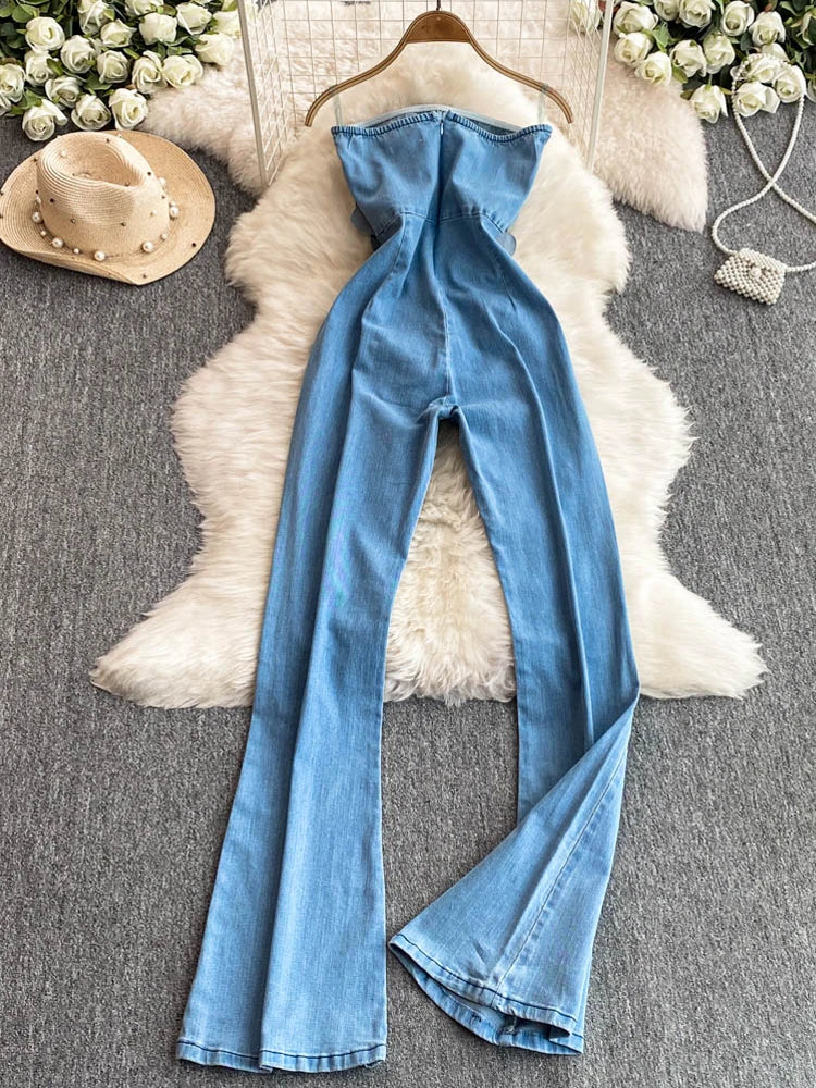Mix and Match  Floral Denim Jumpsuit