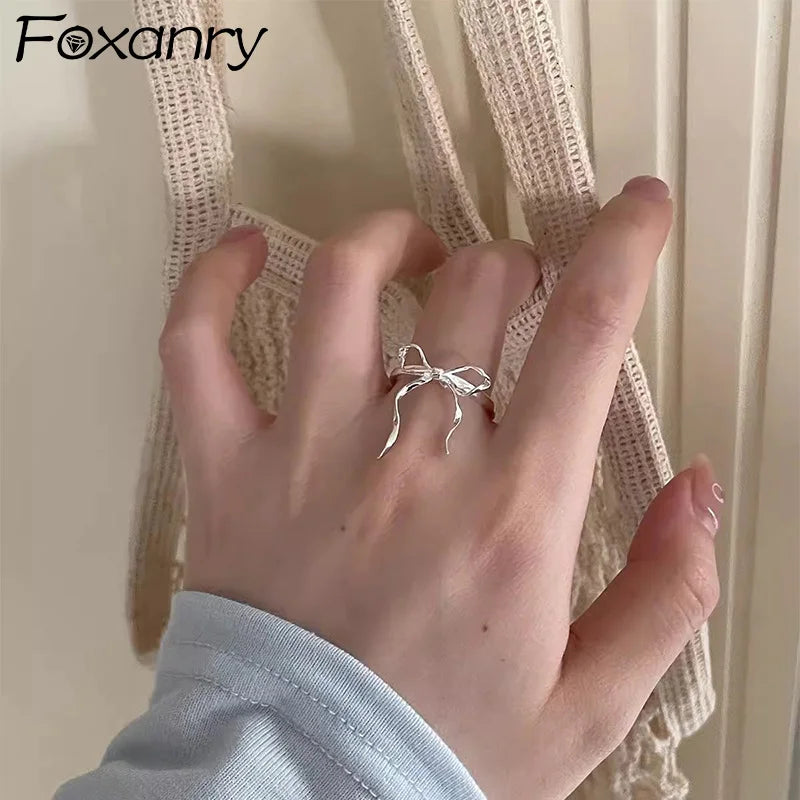 Mix and Match Foxanry Silver  Ribbon Bowknot Rings