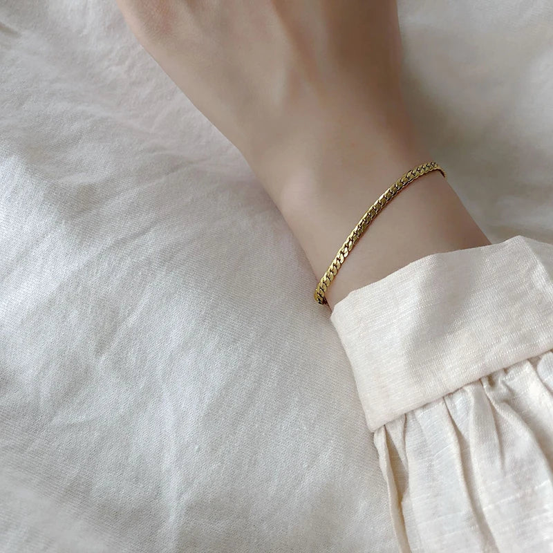 Mix and Match Golden  Bracelet Stainless Steel Twist Cuban Chain Bracelet for Women