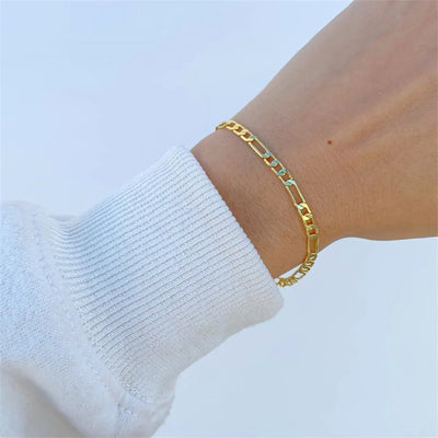 Mix and Match Golden  Bracelet Stainless Steel Twist Cuban Chain Bracelet for Women
